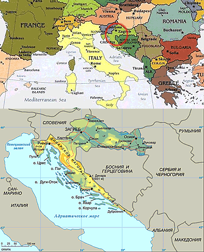 хорватия европа карта